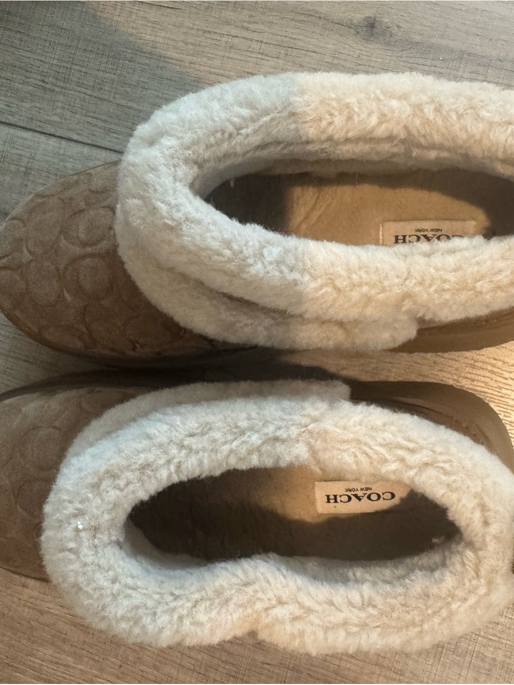 COACH Tan Suede Platform Shearling Ankle Boots - Picture 2 of 3